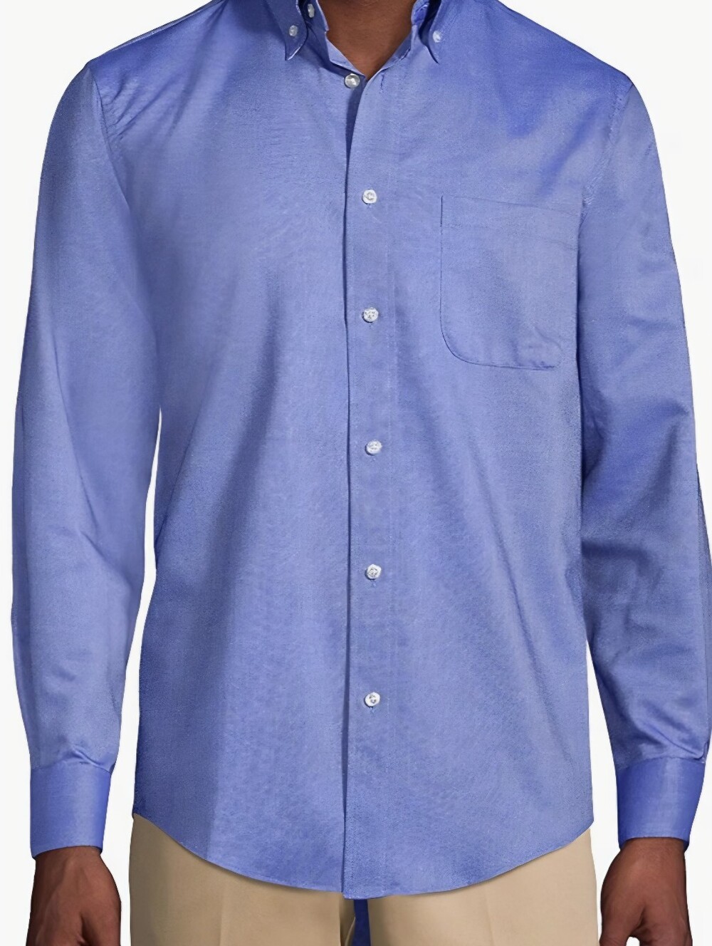 Lands' End School Uniform Men's Long Sleeve Oxford Dress Shirt,  L 16-16 1/2
